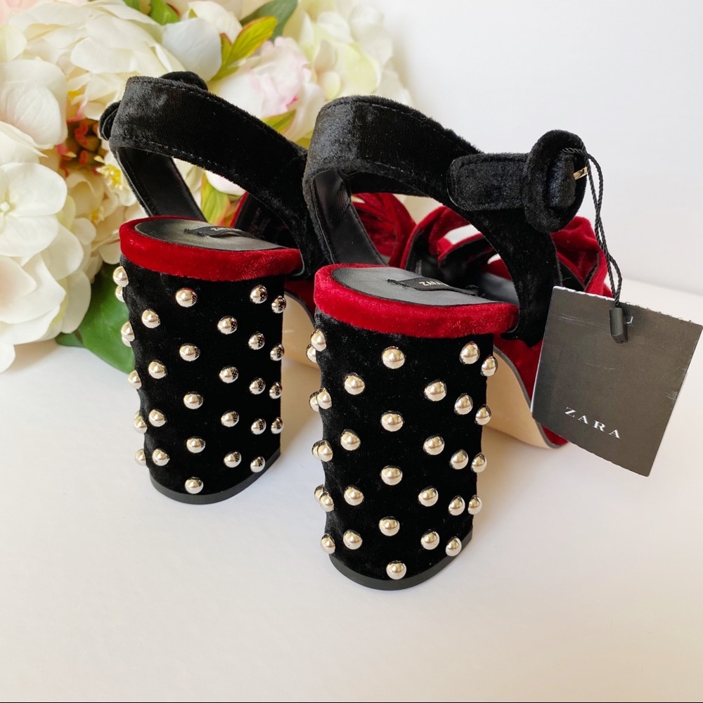 Zara Velvet Sandals With Beaded Detail - Picture 2 of 9